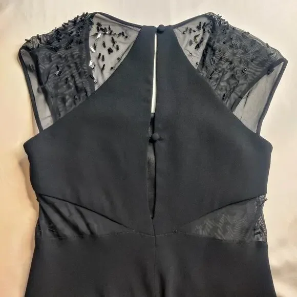 Vtg Jackie Rogers Silk Beaded Whimsigoth Black Sequin Fairy Grunge Prom Dress 6 - Picture 4 of 13